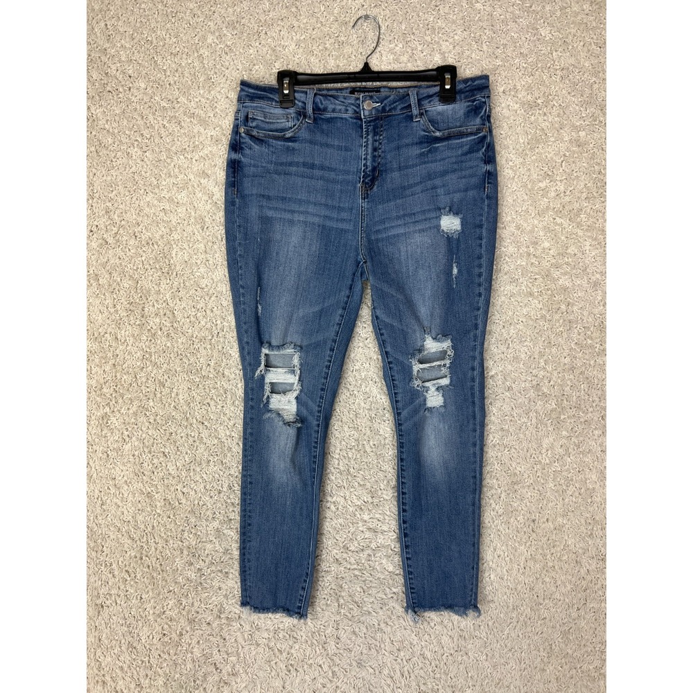 Judy Blue Skinny Fit Jeans Womens 32 Blue Denim High Rise Distressed Stretch